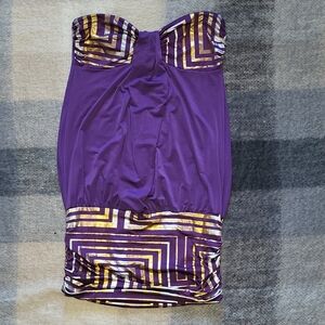 Y2K Purple Strapless Metallic Dress| Clubwear • Glam • Party . Mardi Gras.